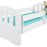 Lit enfant 80x160 | 80x180 cm avec matelas, tiroir (en option), protection antichute &amp; sommier à lattes en lit garçon fille blanc, rose, gris ou naturel