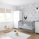 Babybett Gitterbett 60x120 cm mit Matratze (optional) höhenverstellbar | herausnehmbare Sprossen Stäbe weiß, grau oder natur Made in Europe