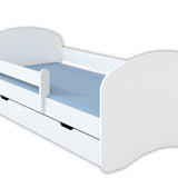 Kinderbett 70x140 | 80x160 | 80x180 cm mit Matratze, Schublade (optional), Rausfallschutz & Lattenrost in weiß, pink, grau oder natur Mädchen Jungen Bett