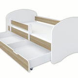 Kinderbett 70x140 | 80x160 | 80x180 cm mit Matratze, Schublade (optional), Rausfallschutz & Lattenrost in weiß, pink, grau oder natur Mädchen Jungen Bett