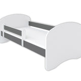 Kinderbett 70x140 | 80x160 | 80x180 cm mit Matratze, Schublade (optional), Rausfallschutz & Lattenrost in weiß, pink, grau oder natur Mädchen Jungen Bett