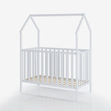 Lit bébé lit cabane 60x120 | Barreaux 70x140 cm réglables en hauteur et amovibles avec matelas (en option) | blanc très stable Fabriqué en Europe 140 x 70