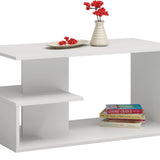 Table basse blanc, chêne artisanal marron ou Sonoma, table d'appoint design loft, surface résistante aux rayures, côté table de salon 91x51x40 cm (LxLxH)