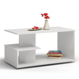 Table basse blanc, chêne artisanal marron ou Sonoma, table d'appoint design loft, surface résistante aux rayures, côté table de salon 91x51x40 cm (LxLxH)