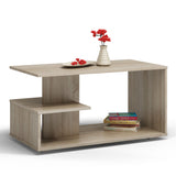 Table basse blanc, chêne artisanal marron ou Sonoma, table d'appoint design loft, surface résistante aux rayures, côté table de salon 91x51x40 cm (LxLxH)