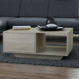 Couchtisch weiss oder Sonoma, Beistelltisch Loft Design, kratzfeste Oberfläche, Wohnzimmer Couch Tisch Beistell 90x60x42 cm (LxBxH)