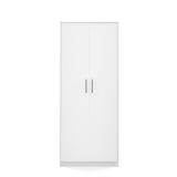 Armoire polyvalente blanche 74 cm largeur 180 cm hauteur avec six étagères et compartiment supplémentaire, classeur organisateur d'armoire domestique en bois MDF
