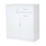 Commode avec 2 tiroirs, étroite en blanc, buffet haut, armoire polyvalente pour chambre à coucher 