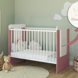 Babybett Gitterbett mit Teddybär, Prinzessin ode Prinz Gravur 60x120 mit Matratze (optional) höhenverstellbar | herausnehmbare Sprossen weiss Made in Europe