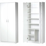 Armoire polyvalente armoire de ménage armoire à balais blanc 74 cm largeur 180 cm hauteur avec étagères et compartiment supplémentaire, organisateur d'armoire en bois MDF