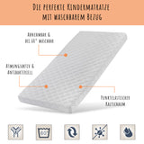 Kinderbett Jugendbett 80x160 und 90x200 cm mit Rausfallschutz | Voll-Holz mit Matratze (optional) Lattenrost & Schublade in weiß Kiefer | Mädchen Jungen Bett skandinavisch