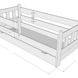 Kinderbett 90x200 | 80x180 | 80x160 cm mit Matratze (optional), Schublade, Rausfallschutz & Lattenrost in weiß Mädchen Jungen Bett