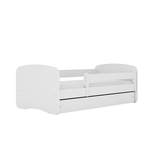 Kinderbett 80x160 und 180x80 cm mit Matratze (optional), Rausfallschutz, Lattenrost & Schublade in weiß mit Einhorn, Pferd, Feuerwehr oder Fee Motiv Mädchen Bett